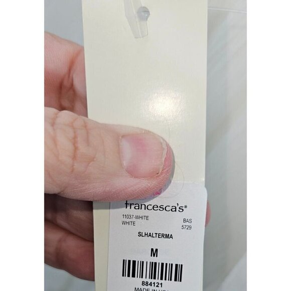 Francescas White Maxi Dress Sz M Tier Halter Open Back Lined Charlotte Avery NEW - Picture 10 of 12